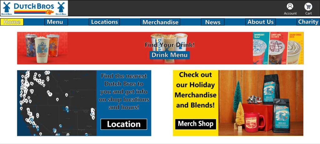 Dutch Bros Home page Mockup